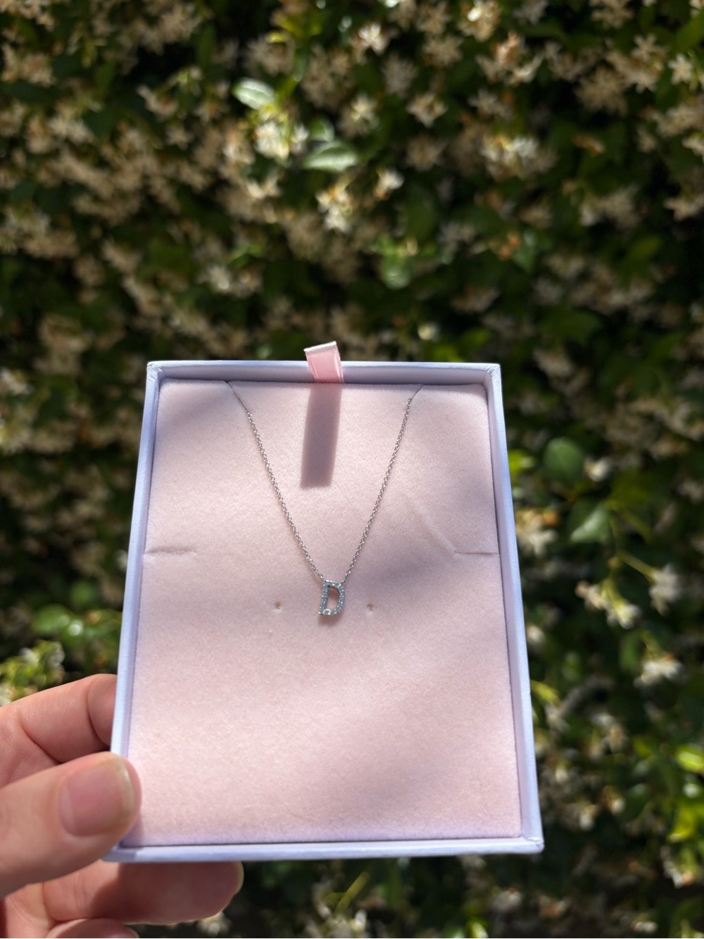 Happy Jewelers Small Diamond Initial Necklace “D” - 14K White Gold